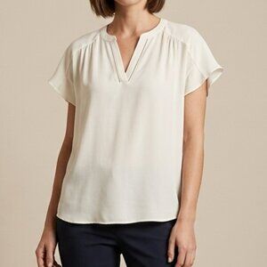 Banana Republic White Flutter Sleeve V-Neck Blouse Size S